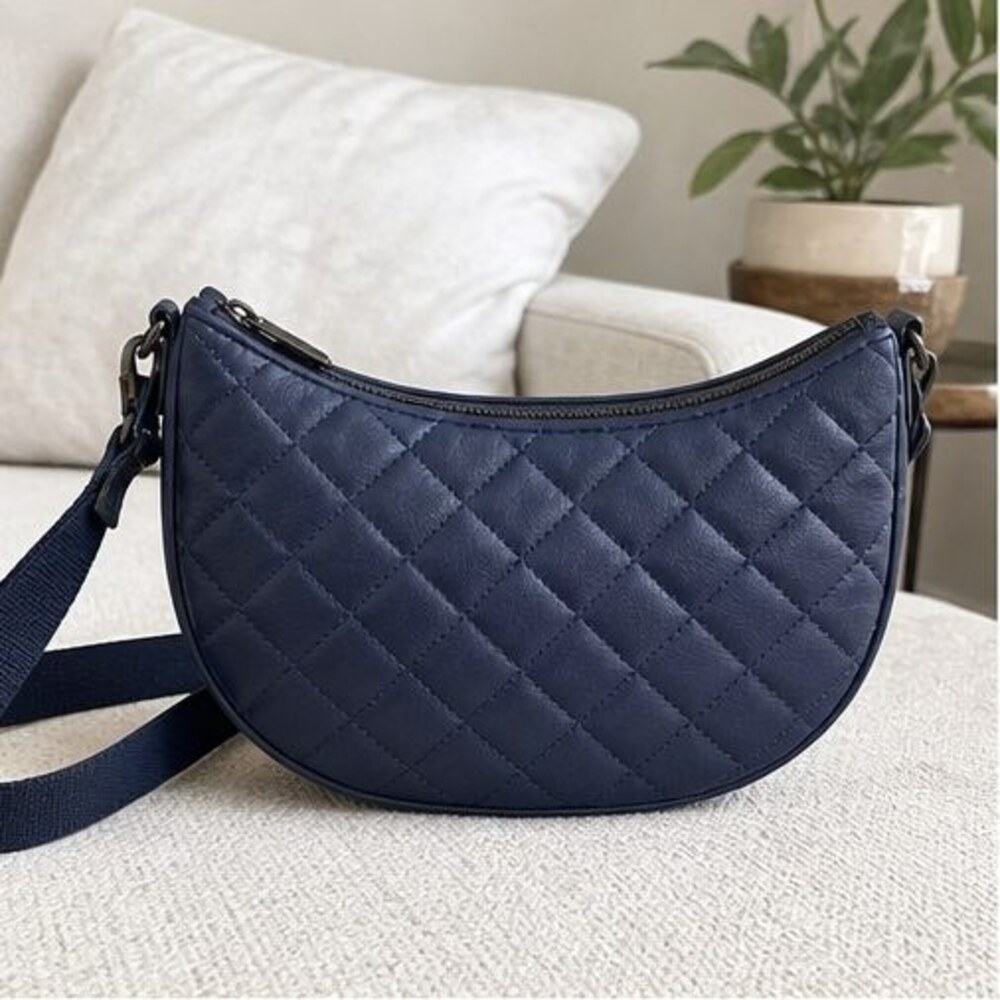 Navy Quilted Crossbody Bag